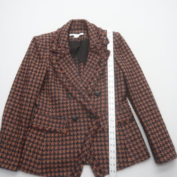 Veronica Beard Taja Houndstooth Plaid Tweed Double Breasted Blazer Jacket Size 8 - Picture 11 of 15